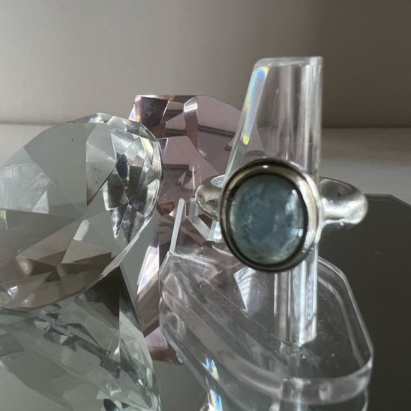 Lg sterling silver 925 raw call Raw Cabochon  aqua marine - Picture 4 of 14